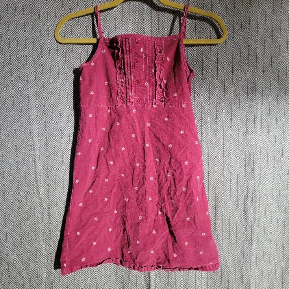 Gap Kids Girl's Ruffles With Heart Buttons White Flowers Soft Dress Size M(7-8)